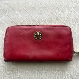 Tory Burch Cherry Red Leather Wallet